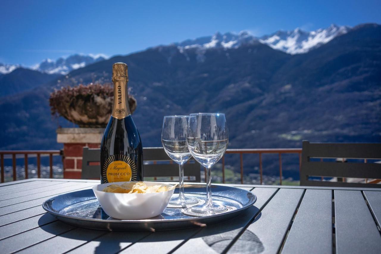 Panoramic Apartment Italian Alps Valtellina Near Sondrio, Tirano Poggiridenti エクステリア 写真